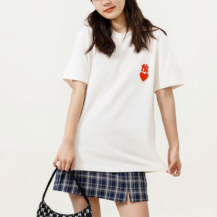 New MLB Set In Sleeve T Shirt Unisex White 3ATSH1023-50IVS