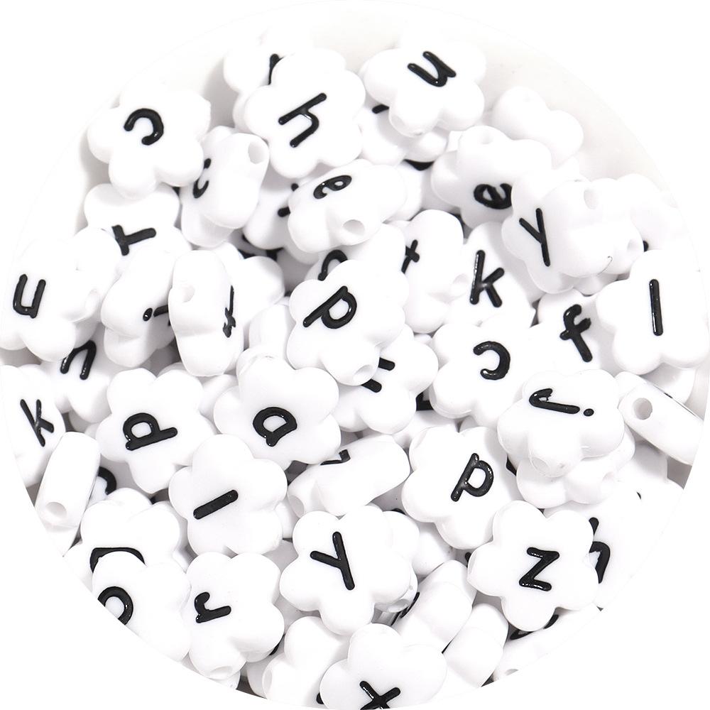 100pcs 11.5mm Acrylic Letter Beads Mixed Flower Alphabet Loose Spacer Beads DIY Jewelry Making Bracelets Necklace Accessories