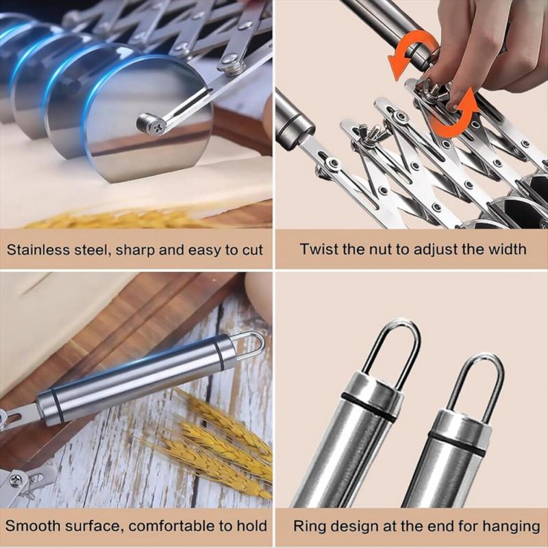 5 Wheel Pastry Cutter, Stainless Steel Dough Cutter Wheel with Handle