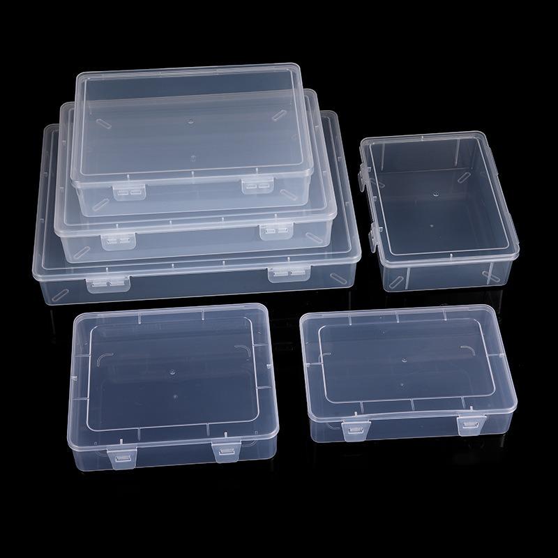 Large Transparent Rectangular Hardware Storage Box with Lid - PP Plastic Tool Accessories Organizer