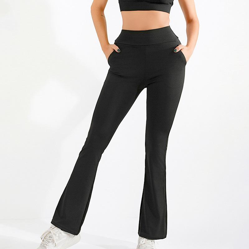 Women's High-Waisted Pocketed Micro-Flare Shark Pants, Yoga Flare Casual Trousers