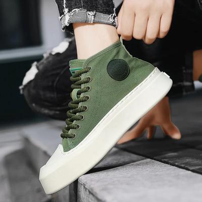 Moda Hombre Zapatos Casuales de Lona Zapatos de Plataforma Vulcanizados Diseño Simple Zapatillas para Correr Tenis con Cordones para Exterior Zapatillas Altas para Hombre