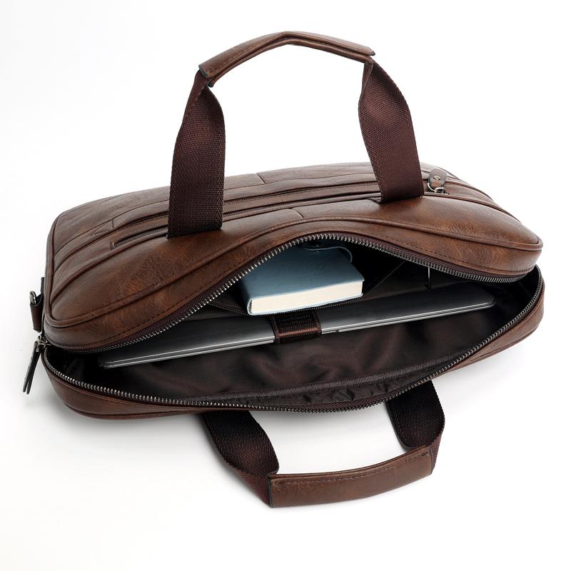 Teczka biznesowa z wieloma zamkami błyskawicznymi o dużej pojemności Torba na laptopa 15,6 cala Męska torba na ramię/przez ramię