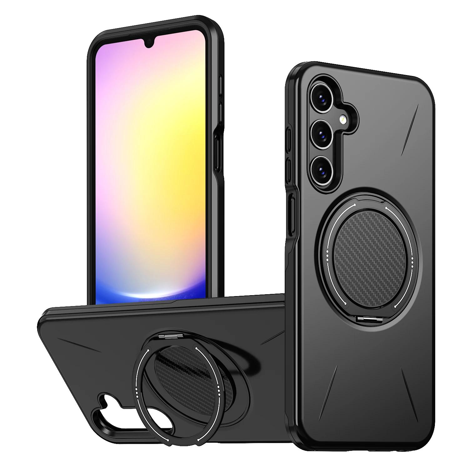 

Stand Holder Cover Ring Case for Samsung Galaxy A17 5G A56 A16 A36 A26 A14 A55 A35 A15 S25 FE S24 Ultra S23 Plus Galaxy A14 5G чёрный