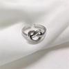 Korean Style Retro Distressed Silver Love Knot Heart Ring for Women