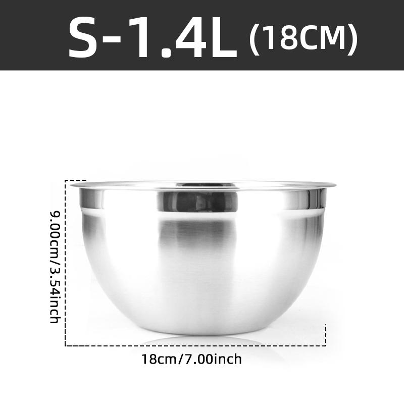 

1pc Stainless Steel Mixing Bowls Non Slip Nesting Whisking Bowls Set Kitchen Mixing Bowls For Salad Cooking Baking
