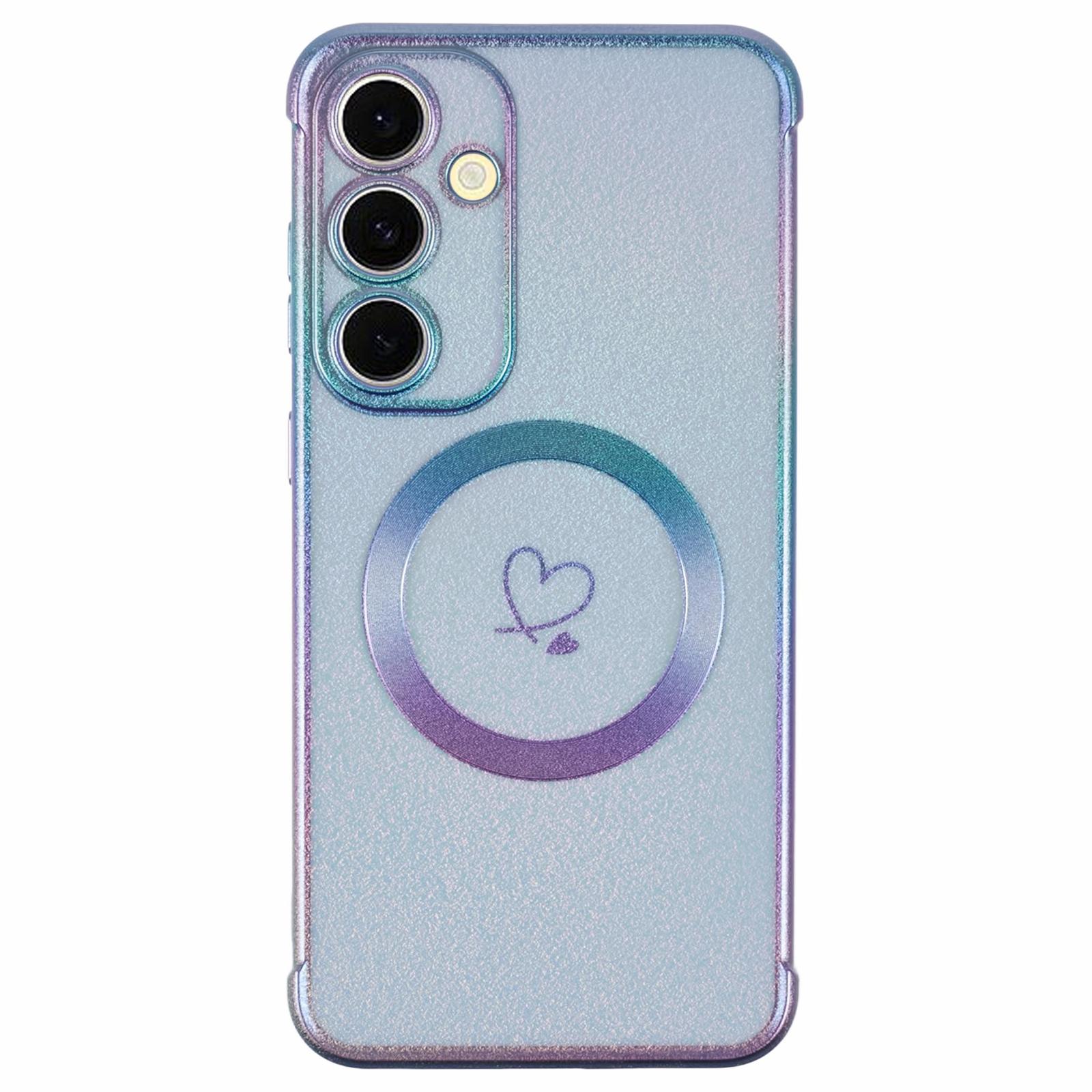 

For Samsung Galaxy S24+ Magnetic Case TPU Gradient Electroplated Phone Cover Colorful Blue