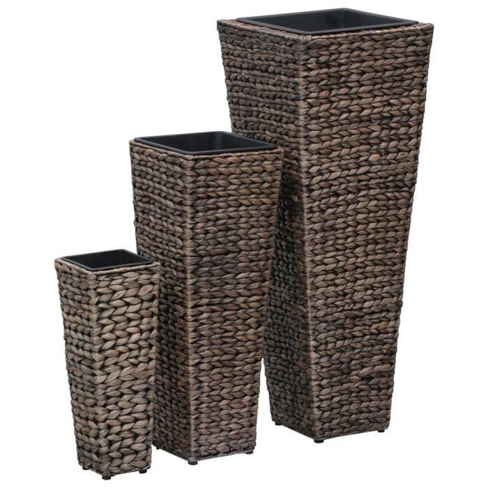 Jardinières - vidaXL - 3 pcs - Jacinthe d'eau - Marron foncé - Intérieur