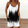 Tuta corta da donna senza maniche con spalline sottili, stampa tie-dye sfumata, tasca