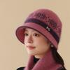 New Autumn and Winter Thickened Color Matching Thermal Hat Cold Mother Basin Hat Middle-aged and Elderly Fashion Hat