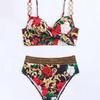 2026 Swimsuit Two-piece Split Swimsuit Gathering Print Casual Beach Resort Women's Swimsuit Set