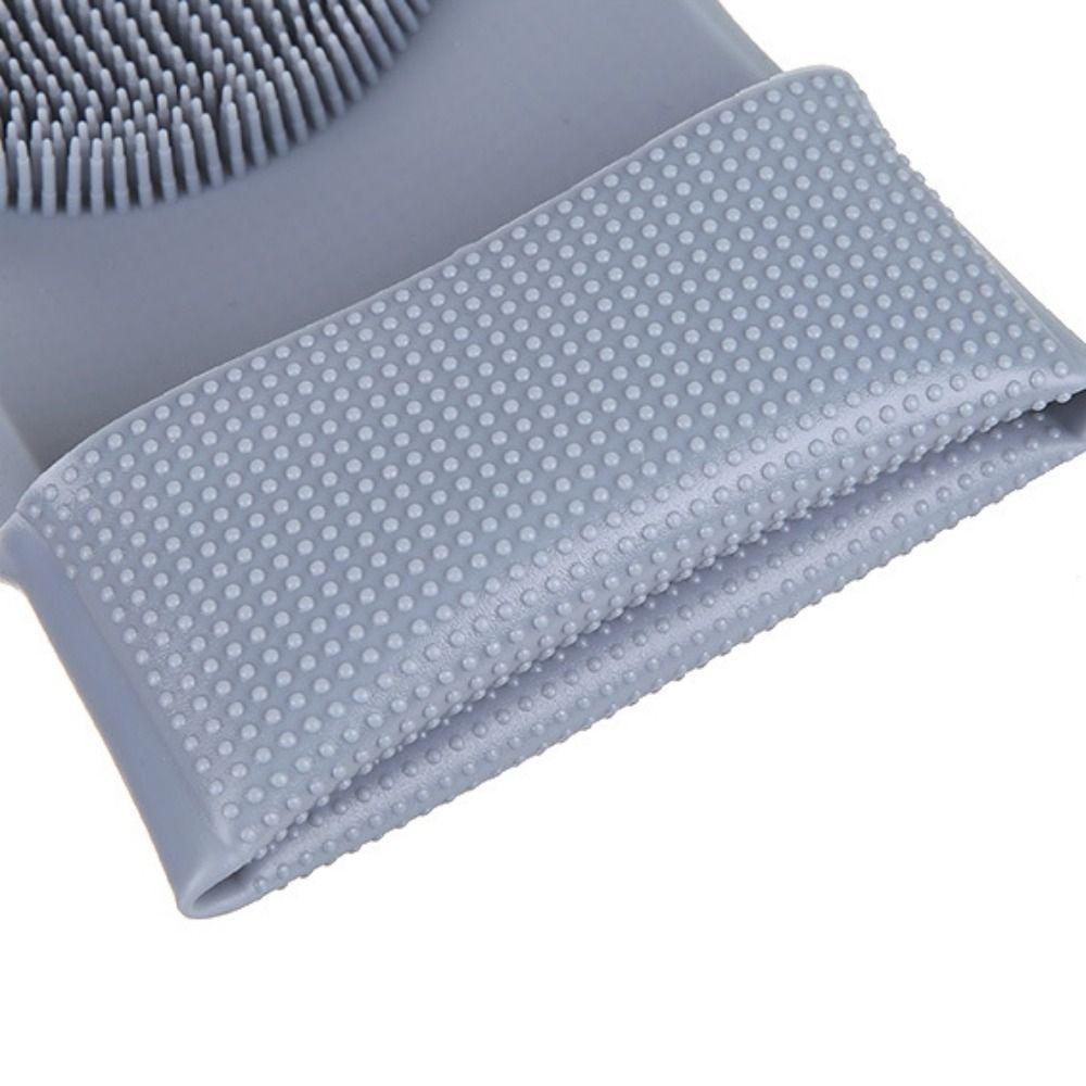 Solid Color Kitchen Cleaning Gloves Thicken Cleaning Brush Portable Dish Washing Gloves