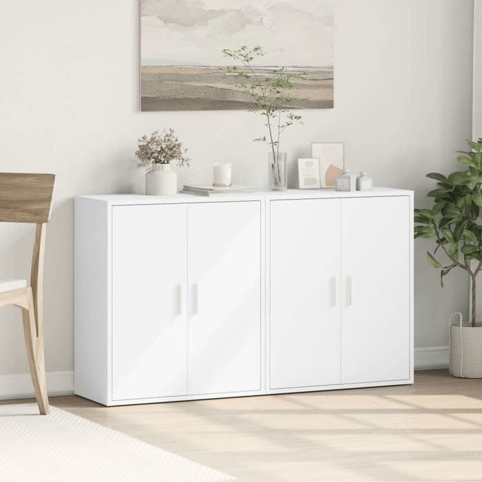 VidaXL Buffets 2 pcs blanc 60x31x70 cm bois d'ingénierie, armoire de rangement, meuble d'entrée, meuble d'appoint, meuble de 3276539