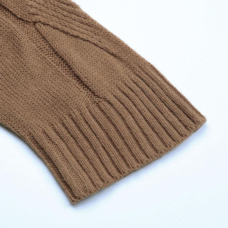 Autumn Winter Chic Solid Knitted Sweater Dress Full Sleeve High Collar Thick A-line Long Pullover