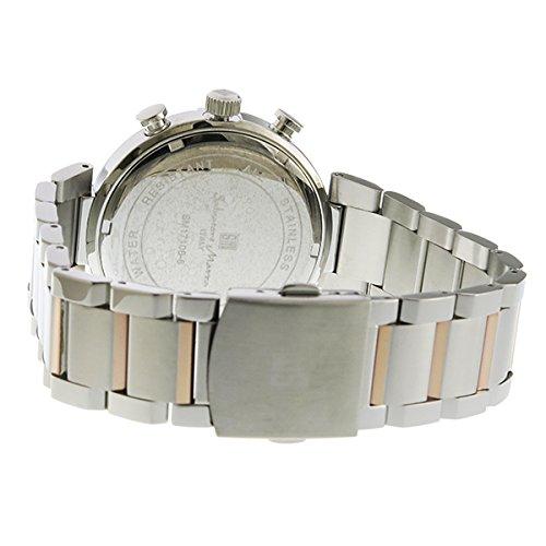 Salvatore Marra Men's Chronograph Watch, Silver and Pink Gold Stainless Steel with Silver Case and Black Dial, SM17106-PGBK [Official Import]