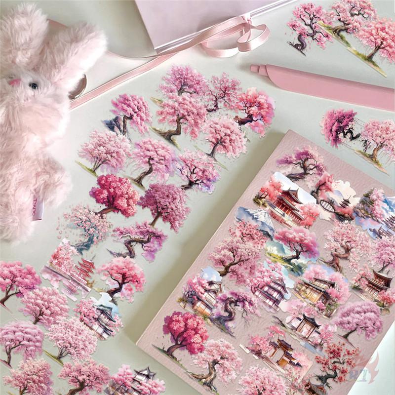 50Pcs/Set Sakura Trees PET Stickers Waterproof DIY Fashion Doodle Decals Stickers
