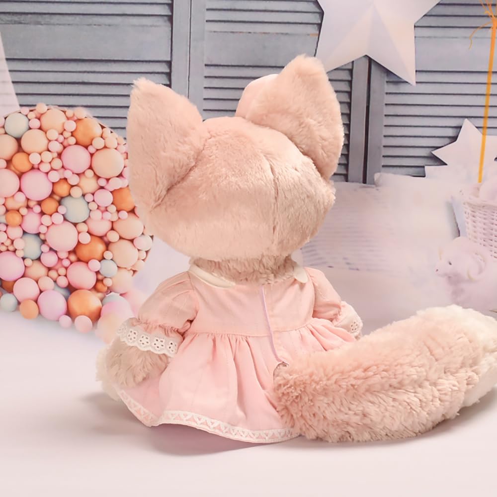 Linabelle Stella Lou Plüschkleidung, Größe Klein, Rosa Tulpenkleid-Set, Wechselbares Outfit, Plüschkleid, Puppenkleidung (Kleid, Stricktasche und Schleife