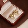Retro French Court Style Geometric Shape Diamond Stud Earrings Niche Design Sense Light Luxury Earrings Women