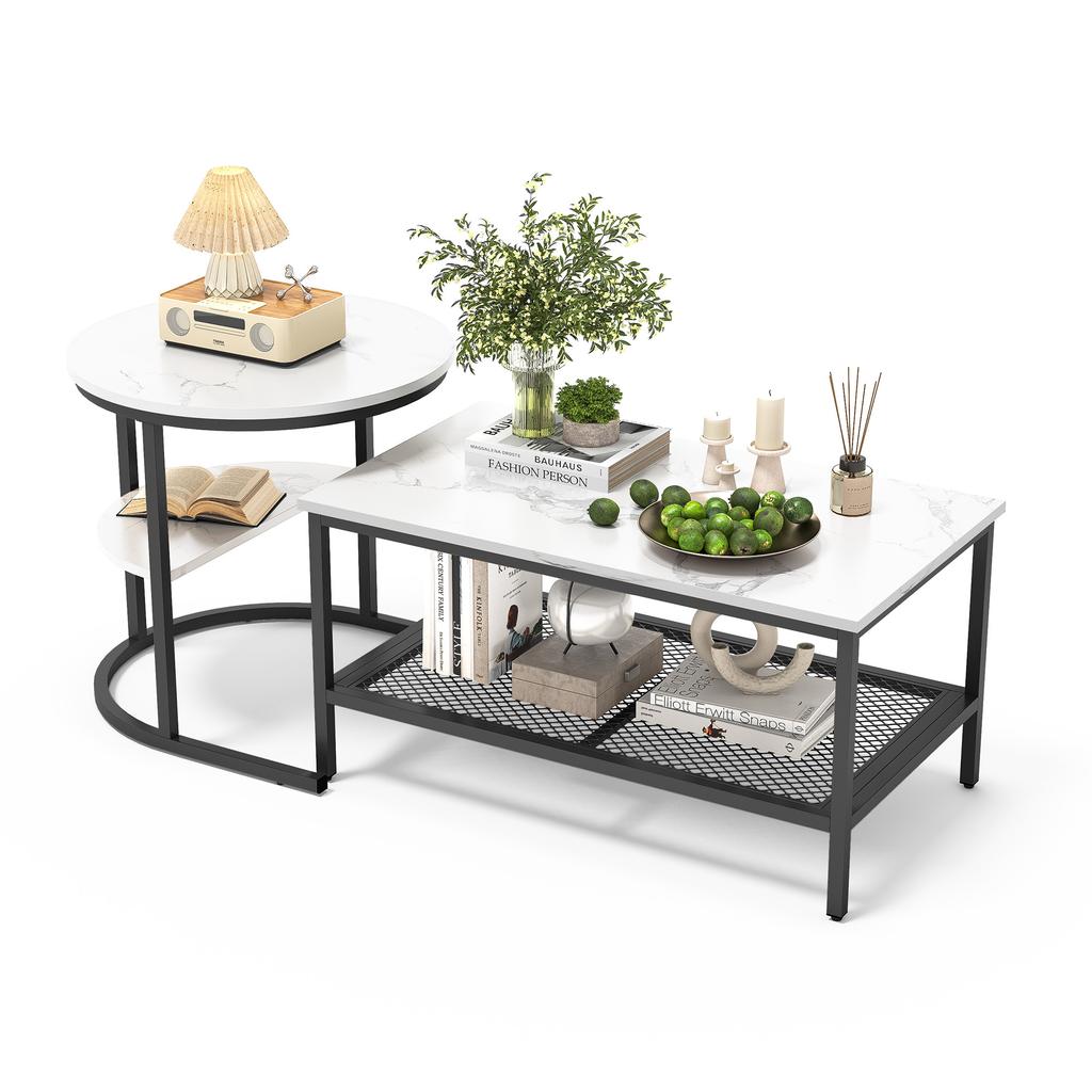 Ins style light luxury parent-child coffee table, living room storage edge table set,black