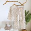 2026 New Women's Spring and Autumn Pajama Set 100% Cotton Gauze Ancient Style Pattern Soft Round Neck Long Sleeve Home Clothes