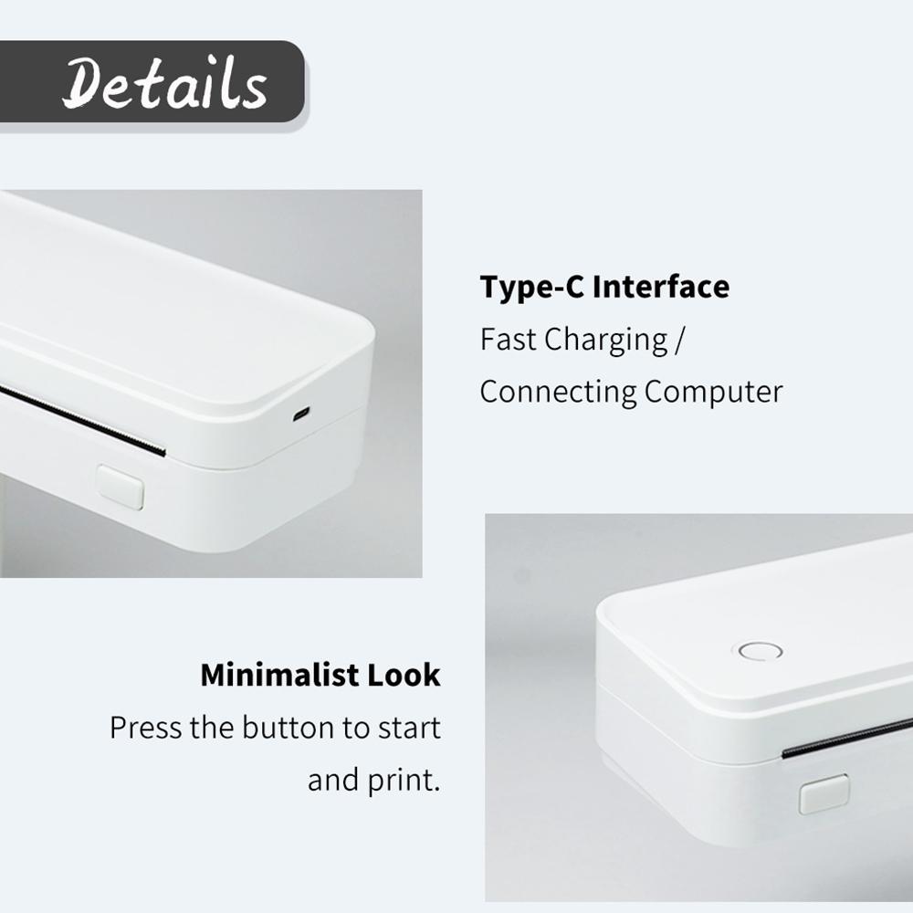 Tragbarer A4-Thermodrucker, kabelloser Desktop-Drucker, Verwendung mit mobilem Laptop