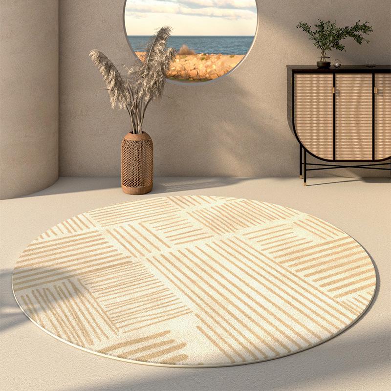 Round Faux Cashmere Wabi-Sabi Rug for Living Room, Bedroom, or Office