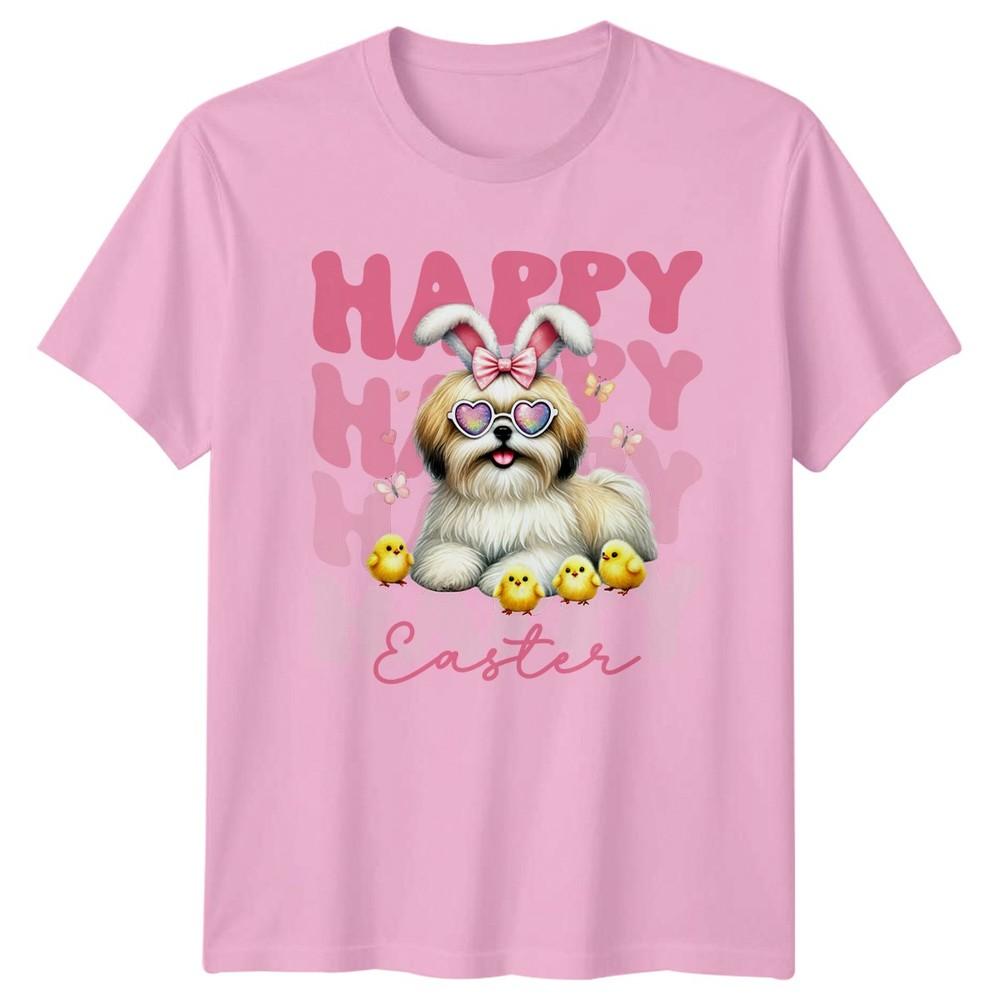 Happy Easter Shih Tzu Dog Unisexs TShirt Kawaii Pet Dogs Easter Gift For Her