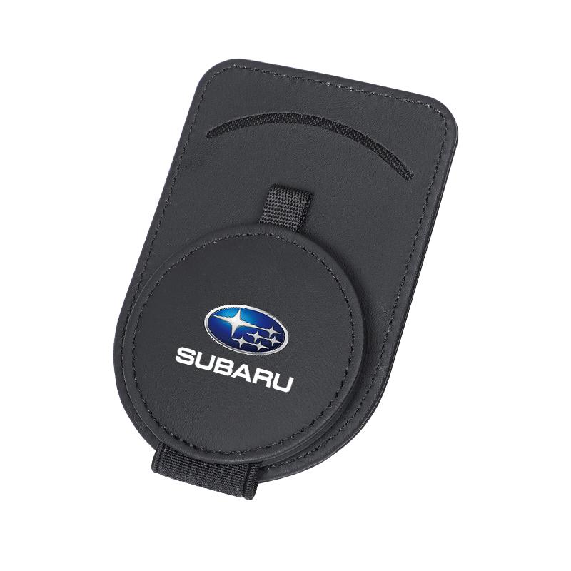 Sunglasses Holder Car Magnetic Leather Ticket Clip Car Accessories For Subaru WRX 2006 STI Forester BRZ Crosstrek Legacy Impreza Y11