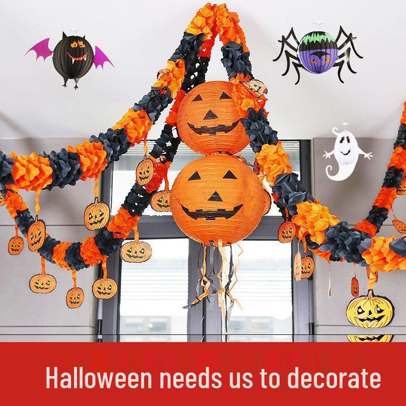 Halloween Pumpkin Lanterns & Spider Decorations for Bars, Malls, Kindergartens