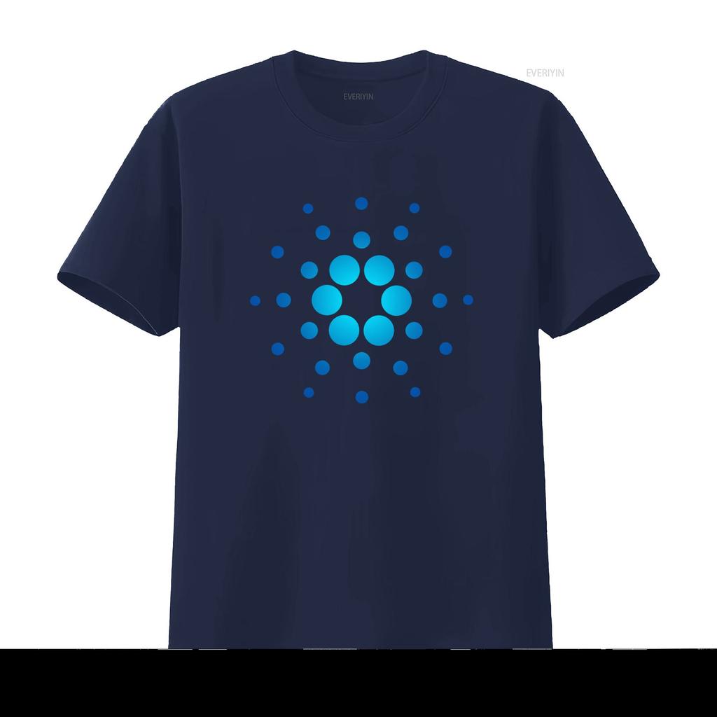 Cardano Crypto Ada Coin Blockchain Cryptocurrency T Shirt with Blue Dot Pattern Design vintage Washed Breathable Unisex