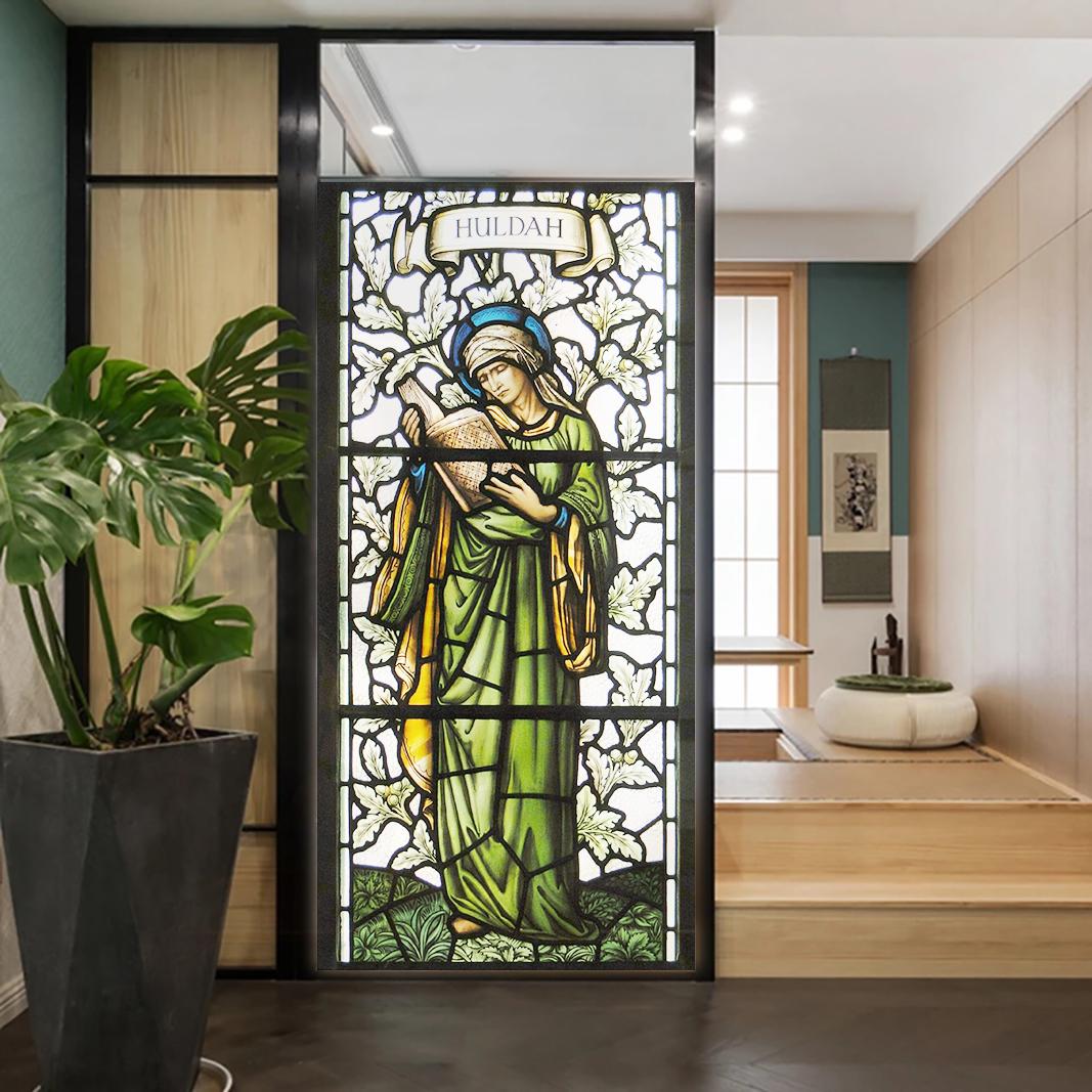 

Church Stained Glass Decals Window Film Privacy Heat Insulation and Anti UV Blocking Static Cling Window Sticker for Home J67 (as the picture,40x100cm WxH)
