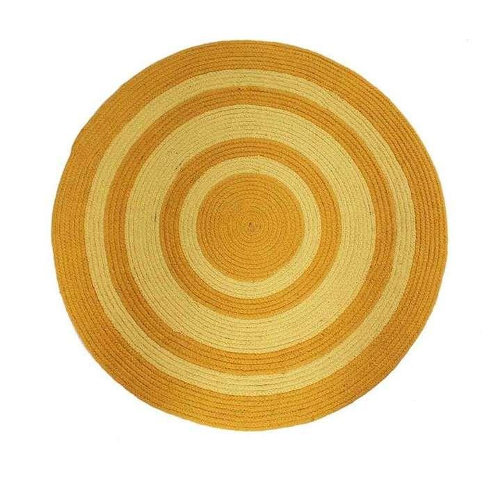 Tapis en coton effet cordage bi-colore jaune diam.70