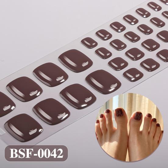 Gel Toenail Strips with File Easy Apply Remove No LED Lamp Needed Adhesive Nail Sticker Home Manicure DIY Toe Nail Polish Wrap