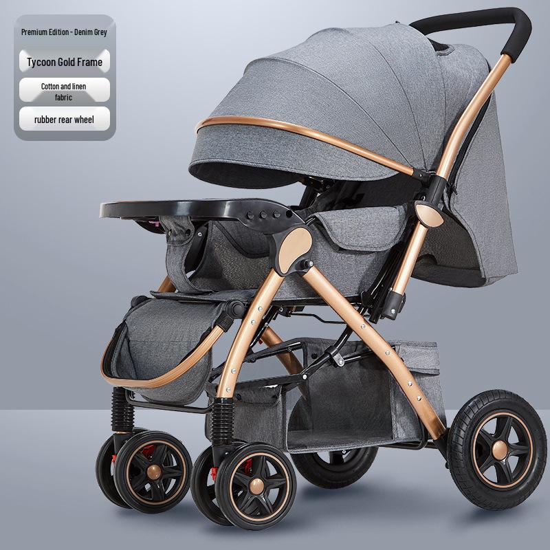 Lekki Składany Wózek Dziecięcy i Niemowlęcy z Regulacją Oparcia i Wysokim Stelażem