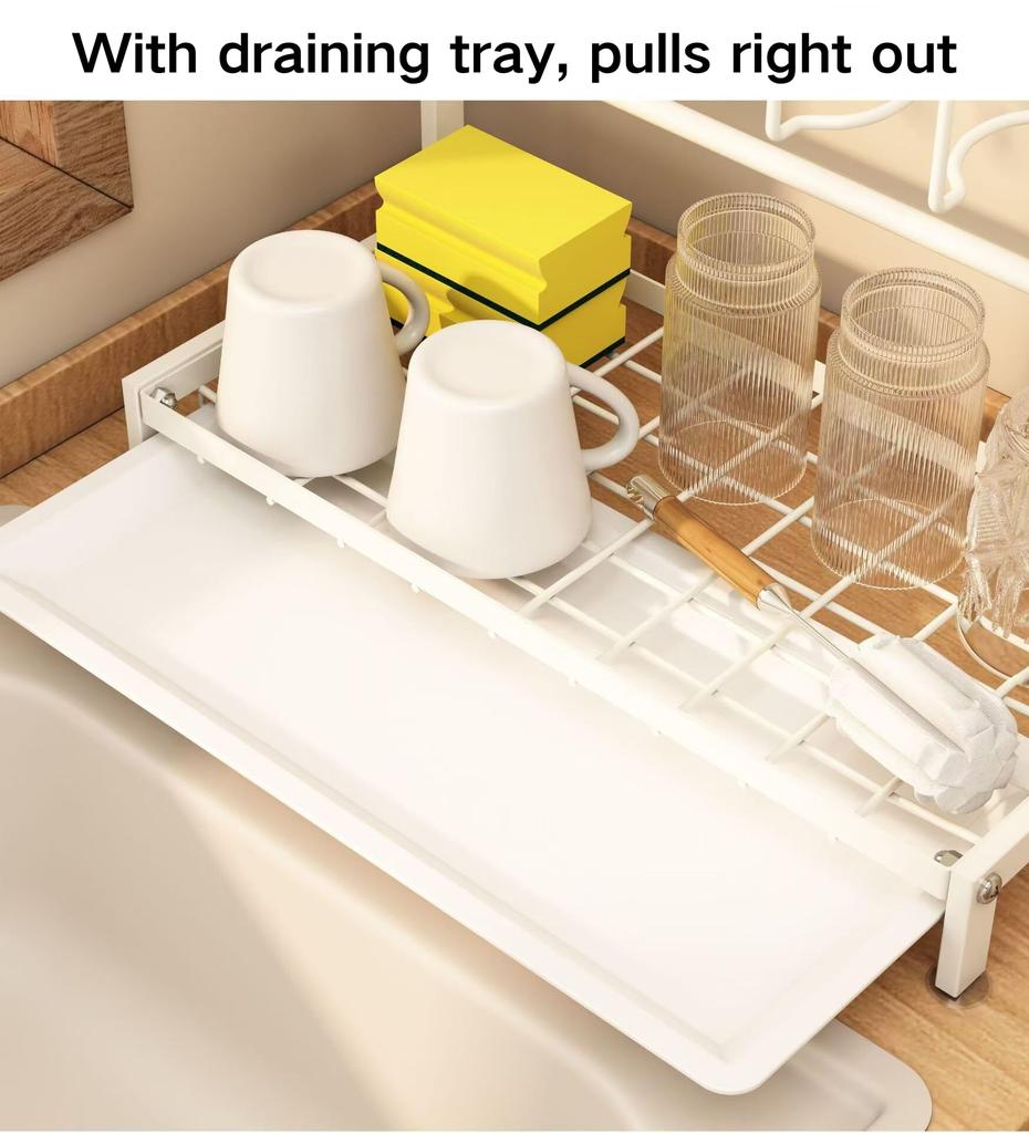 Metal Adjustable Tumbler Drying Rack For Stanley Cup Water Bottle Organizer For Kitchen Countertop White Thermos Holder
