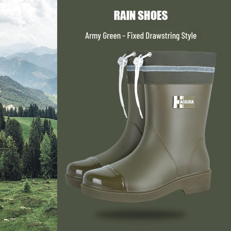 Women's Eco-friendly Mid-Calf PVC Rain Boots - Non-slip Rubber for Outdoor & Kitchen Use.