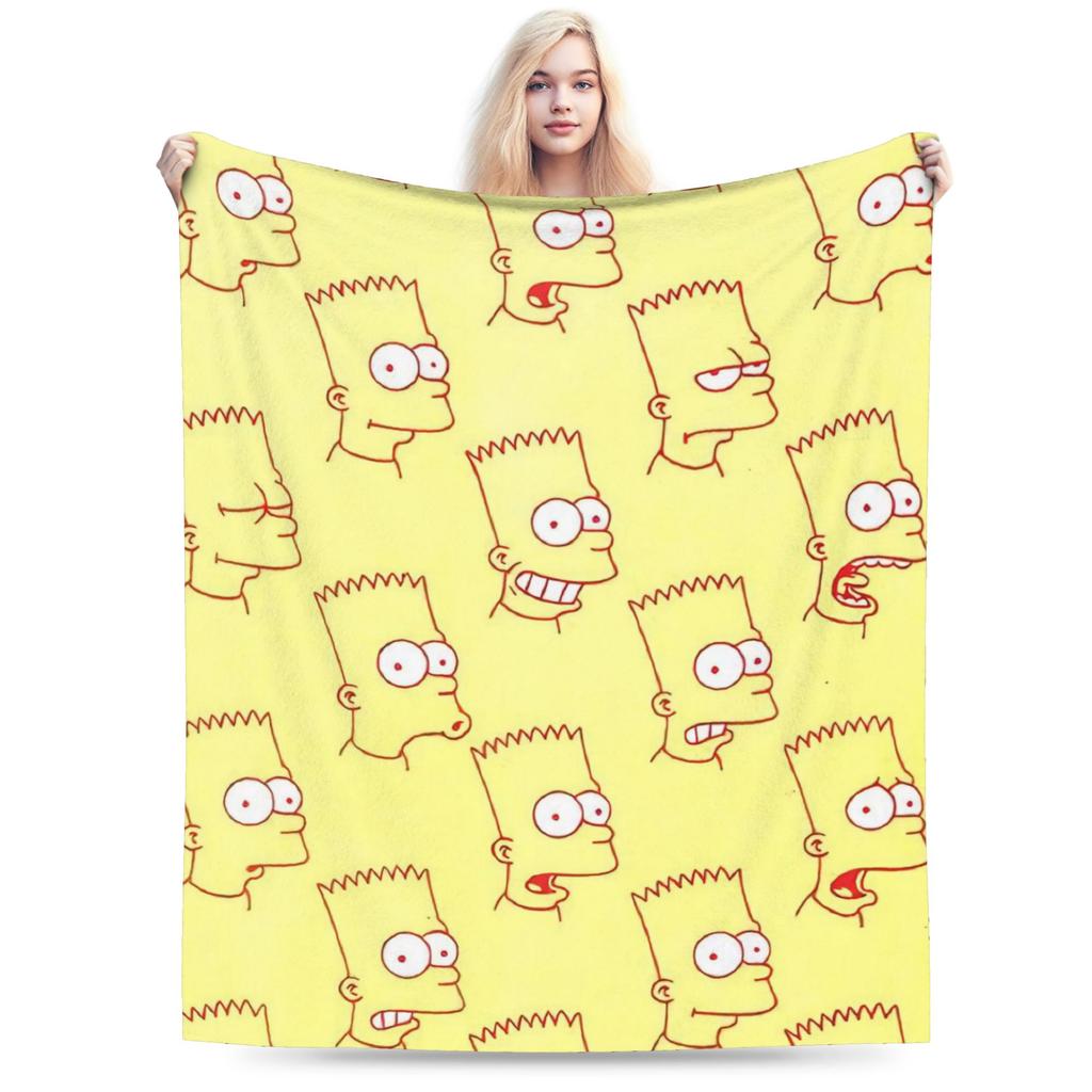 S-Simpson Blanket Velvet Print Multifunction Warm Throw Blankets for Home Car Bedspread