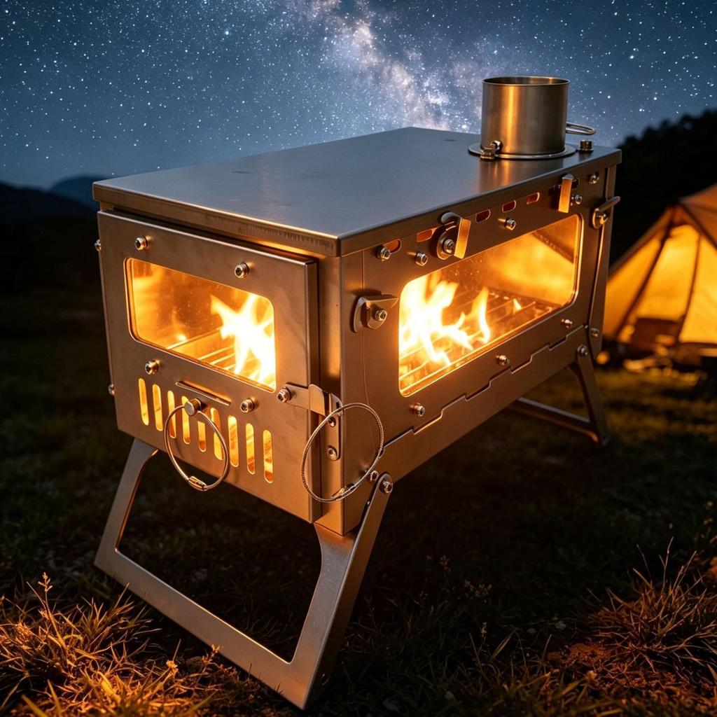 Luogong Spark Stainless Steel Portable Folding Wood Stove with Chimney