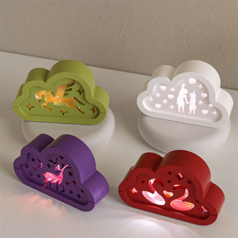 Cloud Gift Box Mirror Silicone Mold DIY Hollow Starry Sky Deer Love Lamp Silhouette Molds Plaster Resin Craft Making Home Deco