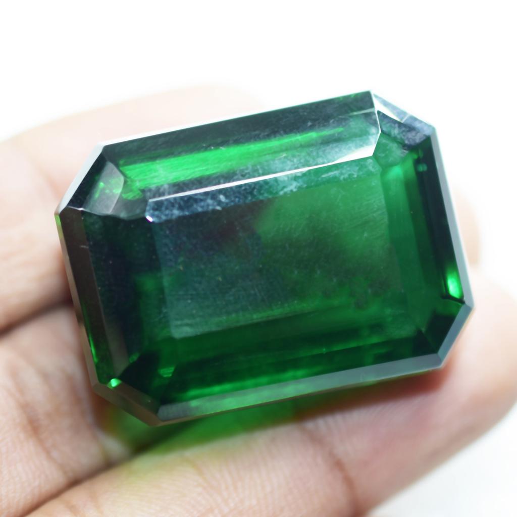 Natural Green Emerald Cut 65.23 Ct Pendant Size Loose Gemstone Certified