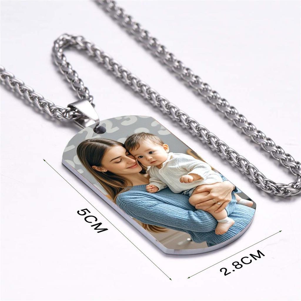 Customized Stainless Steel Photo Dog Tag Necklace - Trendy Men's Personalized Gift Pendant