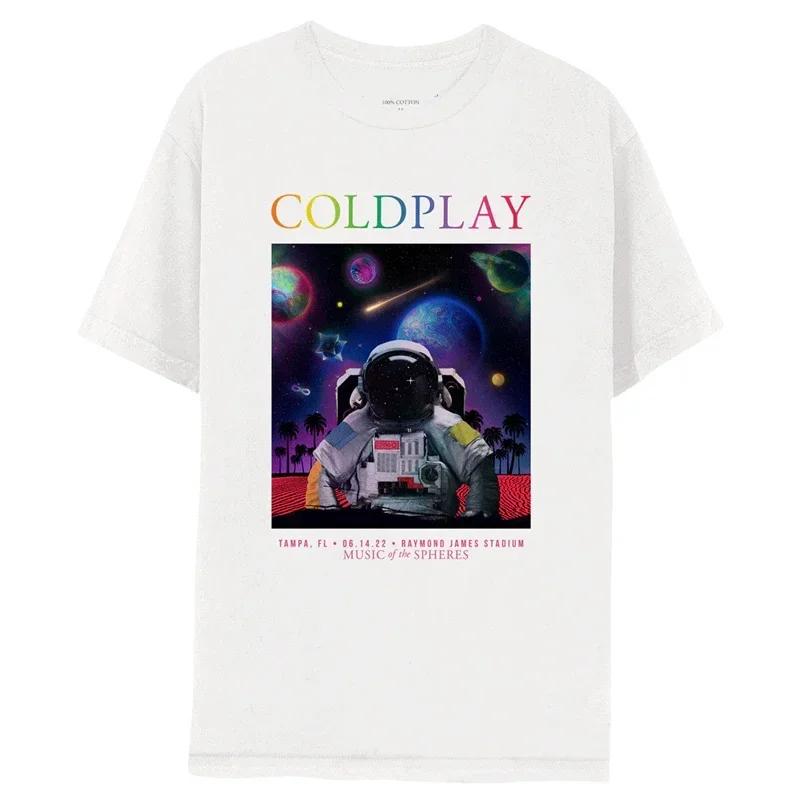 

2025 Класична футболка гурту Coldplay Британська рок-музика Чоловіча та жіноча повсякденна футболка з коротким рукавом Бавовняні топи Літній одяг S