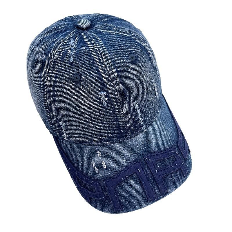 American Retro Denim Baseball Cap Difficult Spring And Autumn Rest Niche Sunscreen Hat Women'S Big Head Circumference Show Face Small Cap