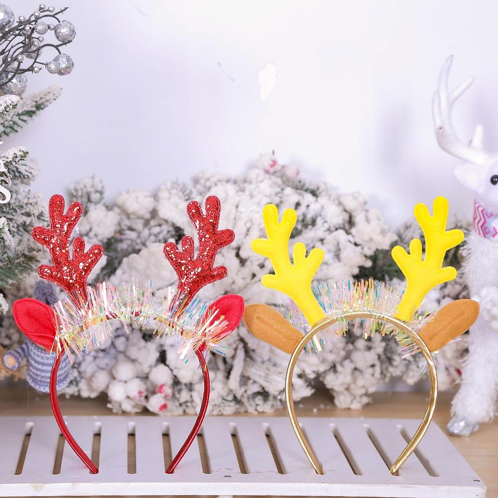 Mingguan Holiday Glitter Antler Bell Headband - Christmas Party Hair Accessory
