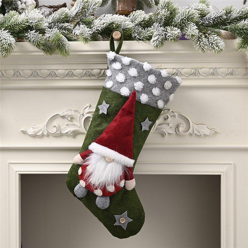 Cozy And Durable Gnome Santa Claus Christmas Stocking For Tree Hanging And Gifts