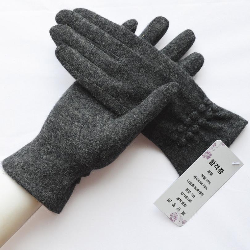 [BYSIFA] Winter Cashmere Wool Gloves Women New Soft Elegant Mittens Gloves Top Grade Thick Warm Touch Screen Ladies Gray Gloves