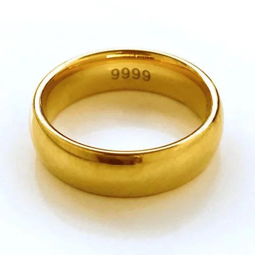 Pure Plated Real 18k Yellow Gold 999 24k Rings Men and Women Smooth Lover Antithes Simple Ring Long Lasting Never Fade Jewelry 5