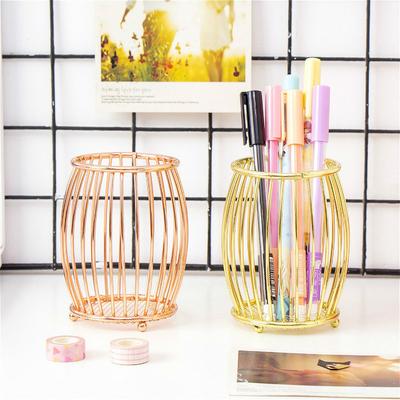 Roségoldener Schmiedeeisen-Draht Stifthalter Make-up Pinsel Aufbewahrungs-Organizer Bleistifthalter Schreibtisch Zuhause Schreibwarenbehälter
