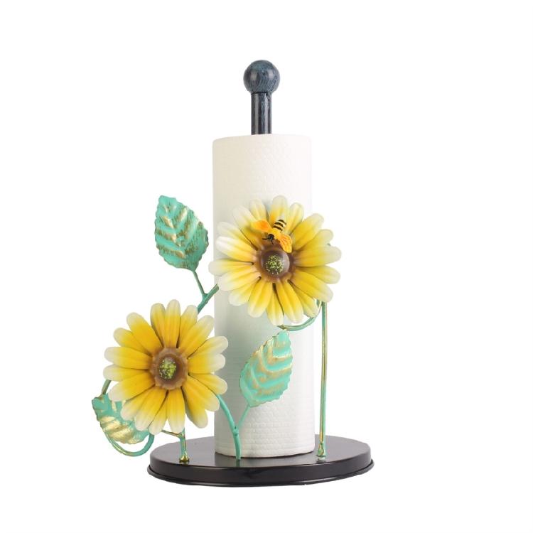 Iron Paper Towel Holder Flowers Christmas Tissue Holder Kitchen Roll Paper Stand Organizers for Kitchen Countertop