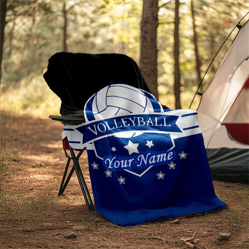 1PC Custom Name Volleyball Spirit Jersey Outdooor Flannel Blankets Patterns Throw Blanket All-Season Soft Gift for Couch, Bed, Camping Gifts